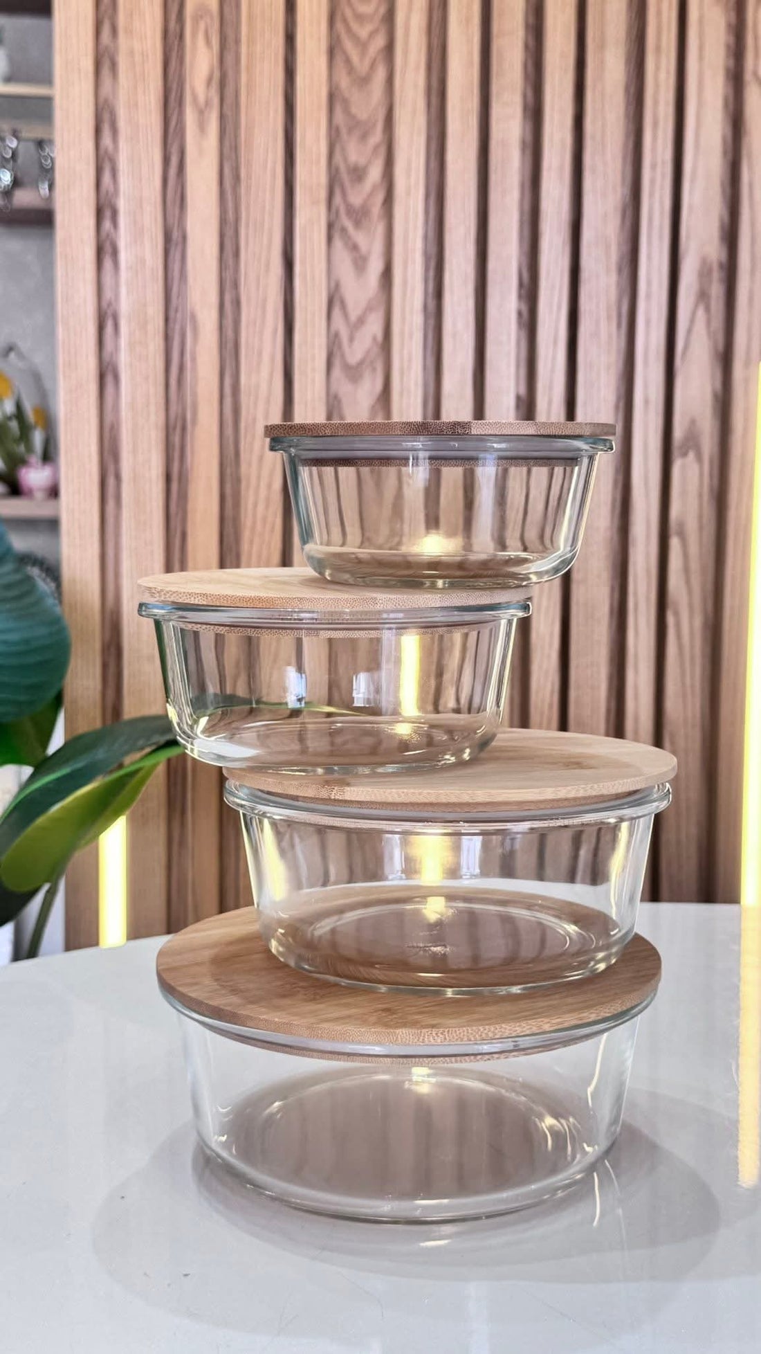 The Modern Pantry: 4-Piece Borosilicate Glass Storage Set with Bamboo Lids