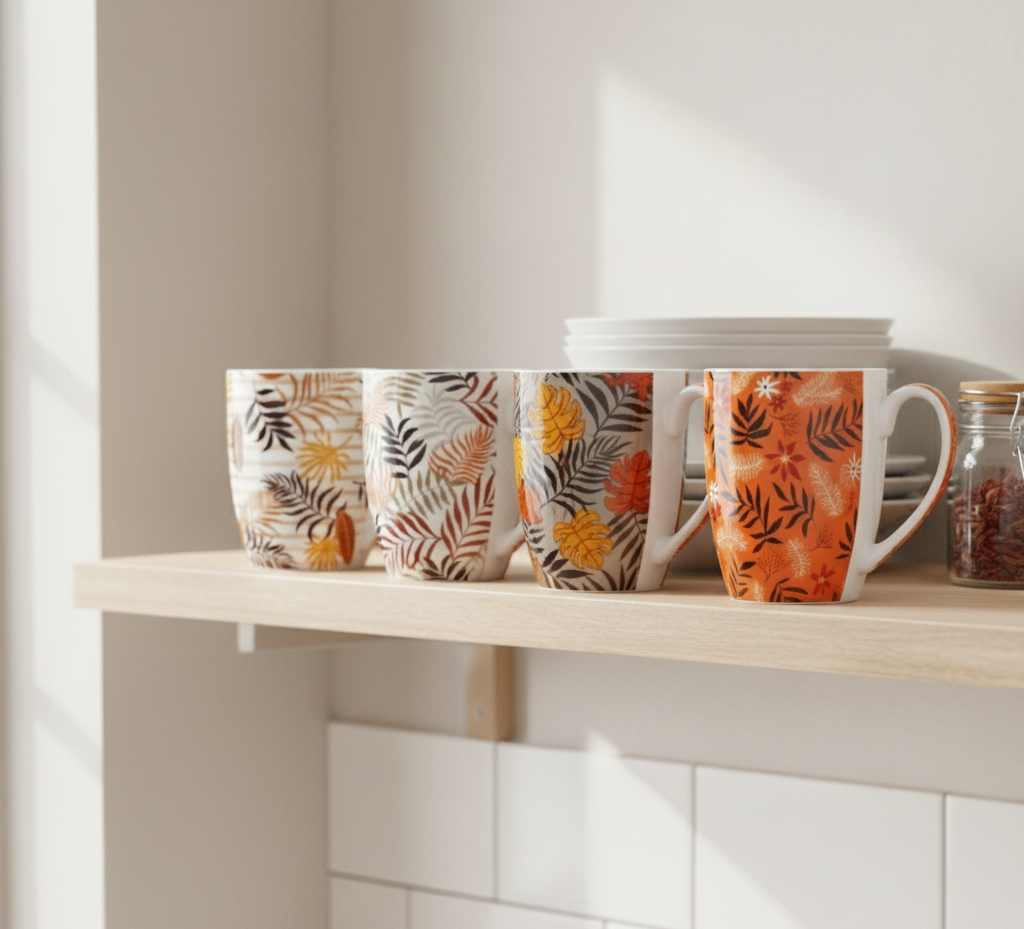 Ceramic Mug – 350 ml (Leaf Design)