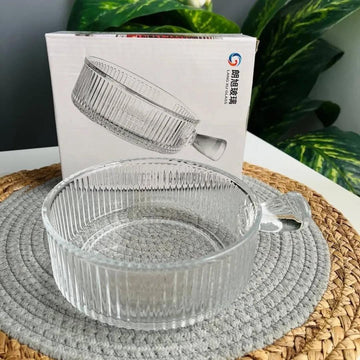 Ribbed Glass Bowl with Handle (6.2” / 15.7 cm)