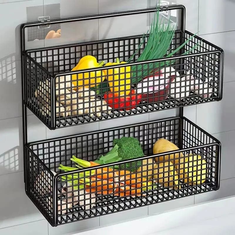 2 Layer Shelving Basket, Wall Mounted Bathroom Rack