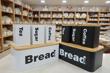 4-Piece Vintage Kitchen Storage Set with Bread Box & Canisters