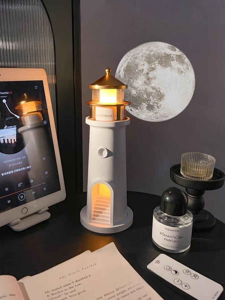 1pc LED Lighthouse Light & Moon Projector Night Lamp