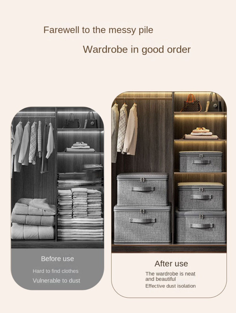 Grey Clothing Storage Box with Dust Cover – XXL Capacity