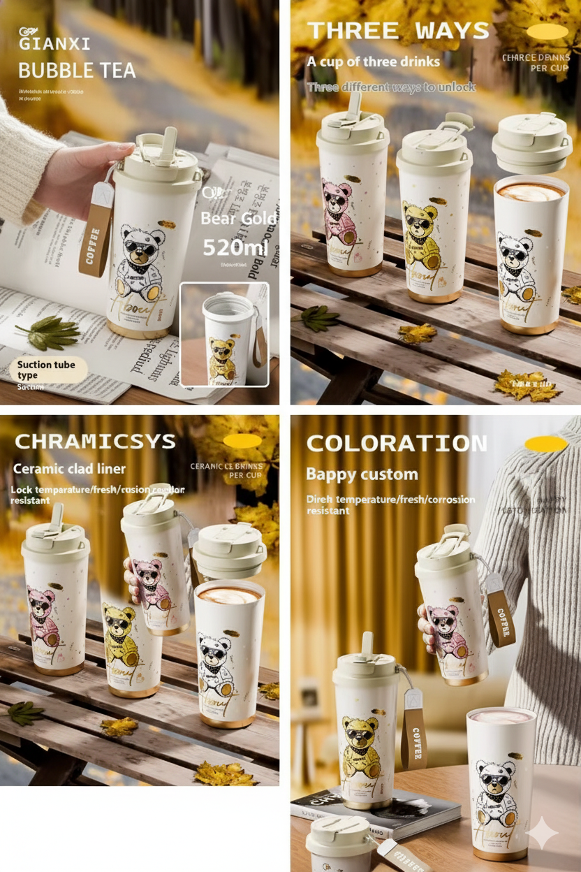 Gianxi Bubble Tea Ceramic-Lined Insulated Tumbler (520ml)