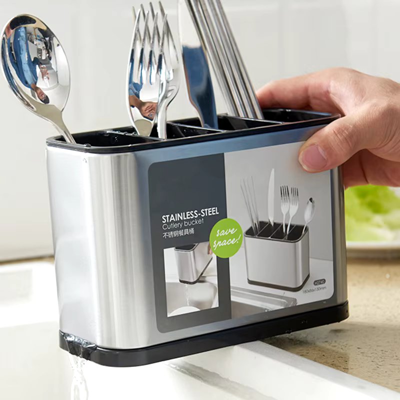 Stainless Steel Cutlery Caddy & Utensil Drainer Organizer