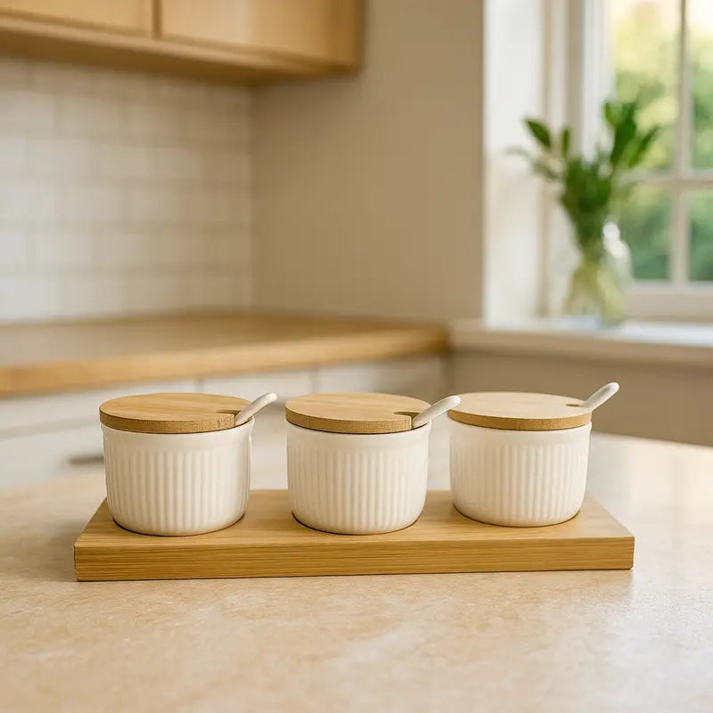 Danny Home
Bamboo Tray & Ceramic Bowls with Spoons