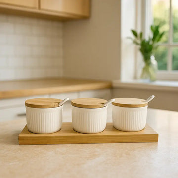 Danny Home
Bamboo Tray & Ceramic Bowls with Spoons