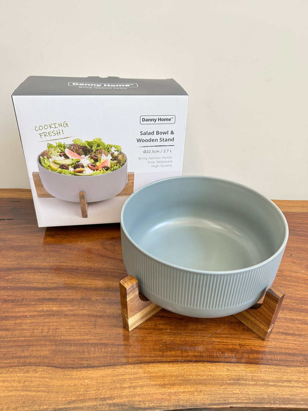 Danny Home Salad Bowl & Wooden Frame 2.7Liter
