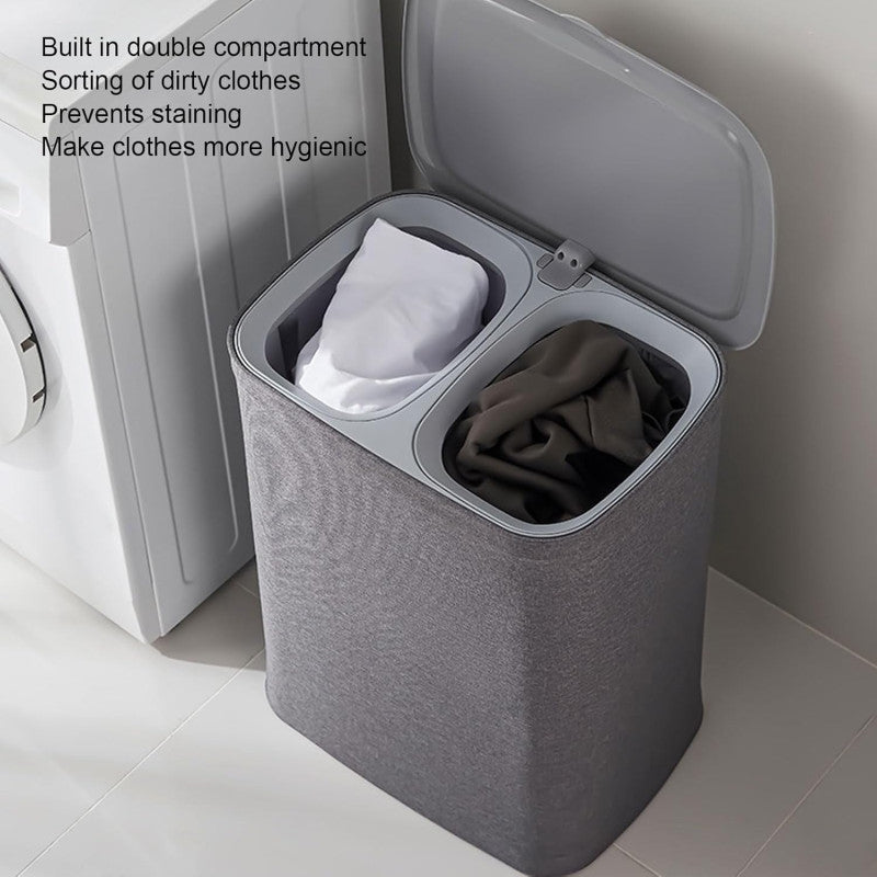 Dual Compartment Laundry Hamper with Lid