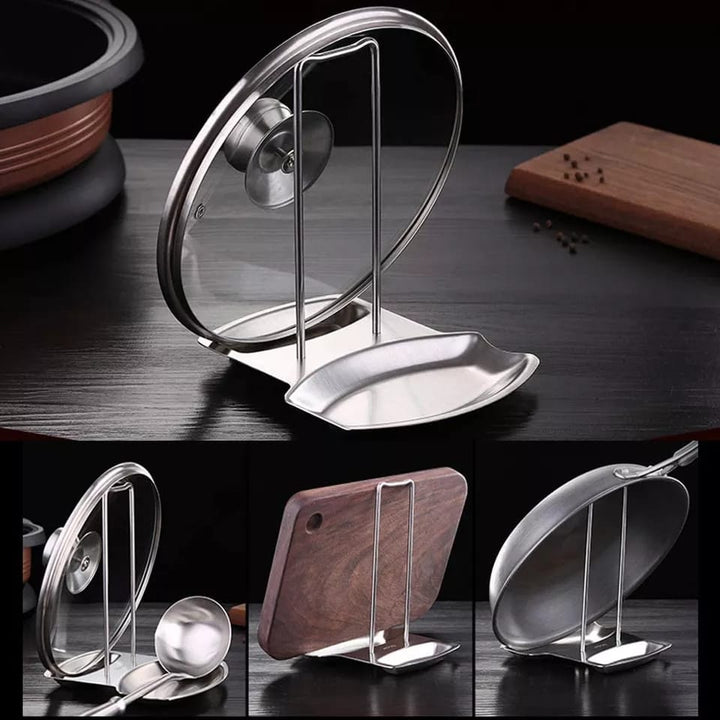 Lid And Spoon Stand Holder Stainless Steel