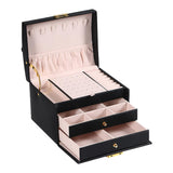 Women Jewellery Box, 3-Layer Travel Jewellery Organiser with Mirror & Lock,