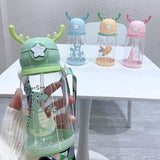 Children Baby Boy Girl Water Bottle for School Outdoor Travel Cute Cartoon Shoulder Strap Lovely Deer Bottlle