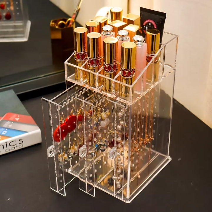 Multifunctional Lipstick Earring Display Dustproof Acrylic Jewelry Storage Box