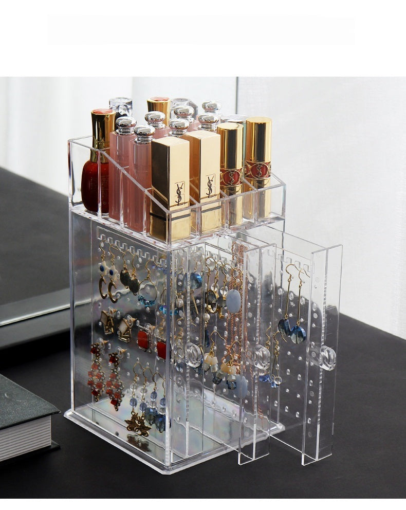 Multifunctional Lipstick Earring Display Dustproof Acrylic Jewelry Storage Box