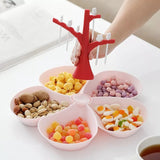 5 Compartment Tree Shape Snack Plate With 6pcs Forks