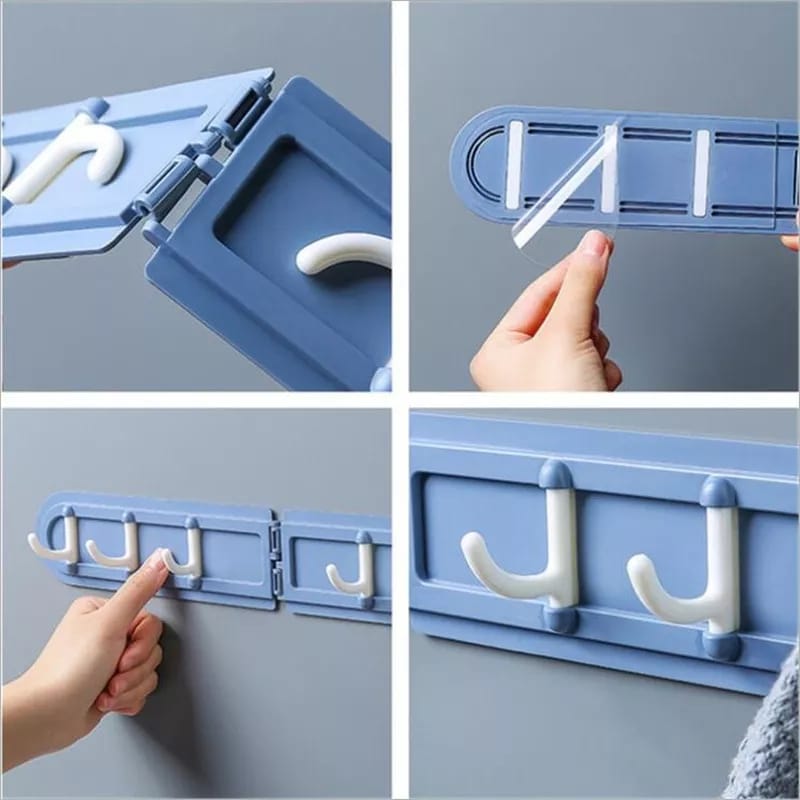 6 Hooks Double Sided Foldable Adhesive Holder