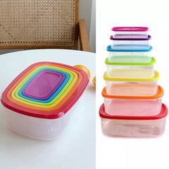 7 Pcs Rainbow Color Food Storage Boxes