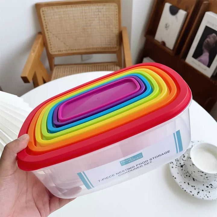 7 Pcs Rainbow Color Food Storage Boxes