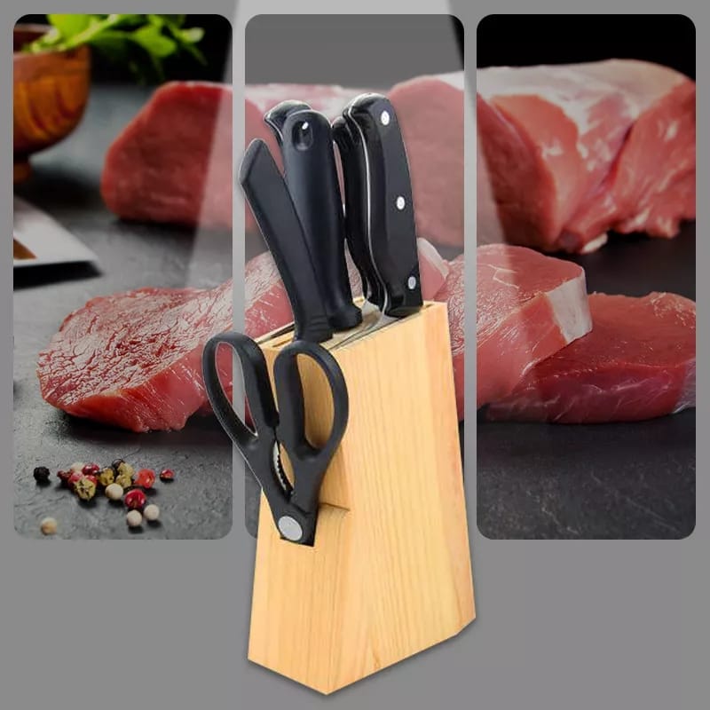 7 Pcs Knife Set With Wooden Stand