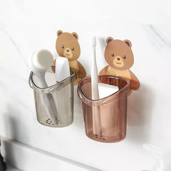 Bear Toothbrush Holder Cup Wall Mounted