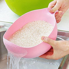 3 Pcs Rice Drain Bowl With Handle