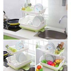 2 Tier Dish Rack With Adjustable Water Drainage