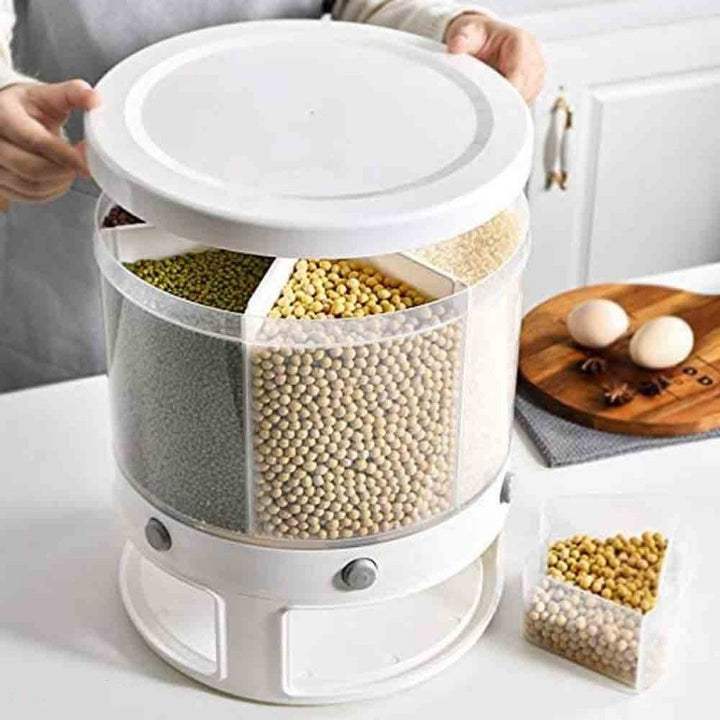 6 Grid Large Food Cereal Dispenser Revolving Base