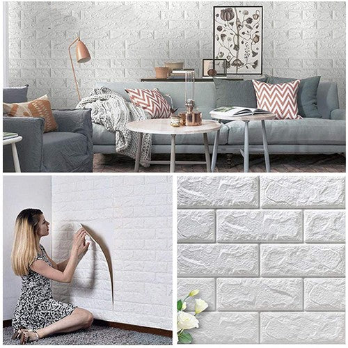 Pack Of 4 3D Foam Brick Wall Sheets