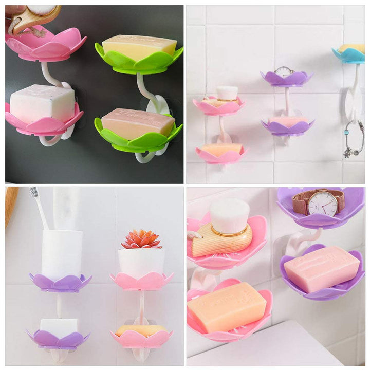 Wall- Mounted Drain Soap Box Double Layer Flower Shaped