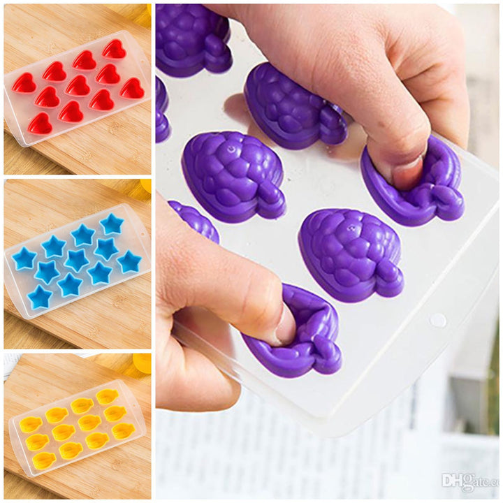 Silicone Pop Up Ice Tray - Flexible Tray for Refrigerator and Freezer (Random Desing)
