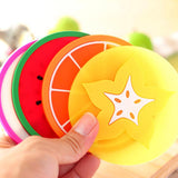 6 pcs Colorful Silicon Fruit Coaster Tea Cup mat Drink Holder