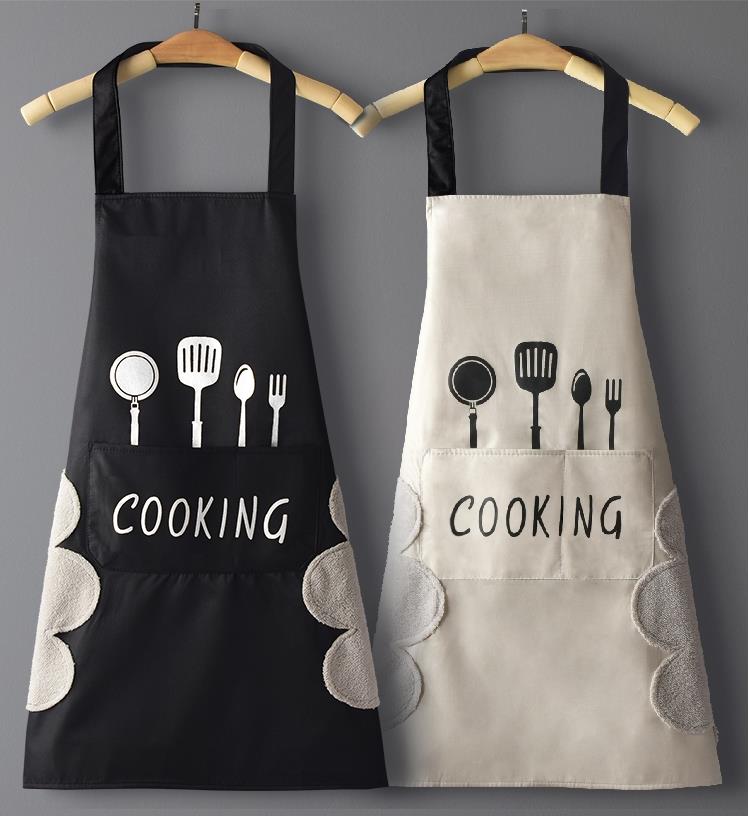 Hand-wiping kitchen Household Cooking Apron Men Women Oil-proof Waterproof
