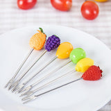 6 Pcs Mini Fruit Forks Stainless Steel