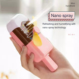 Mini USB Rechargeable Cartoon Ice Cream Shape Handheld Humidifier Cooling Fan