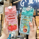 Hello Summer Straw Fashion Ice Fruit Water Bottle 430ML