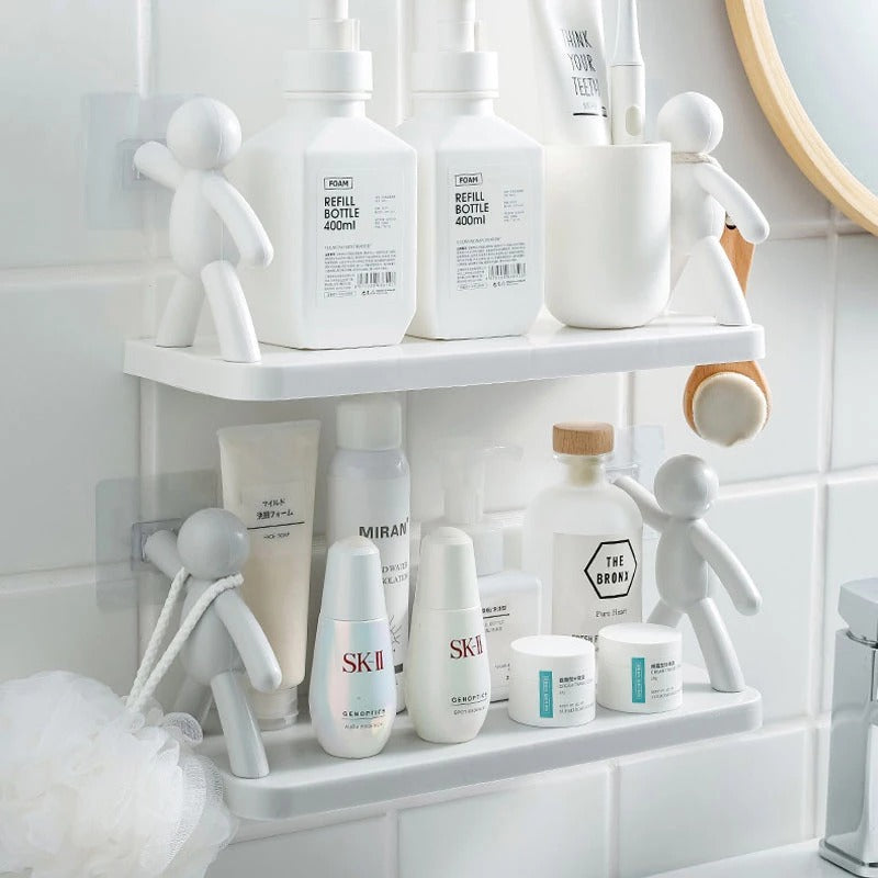 Creative Bathroom Storage Shelves White Doll Villain Shelf Wall Hanging