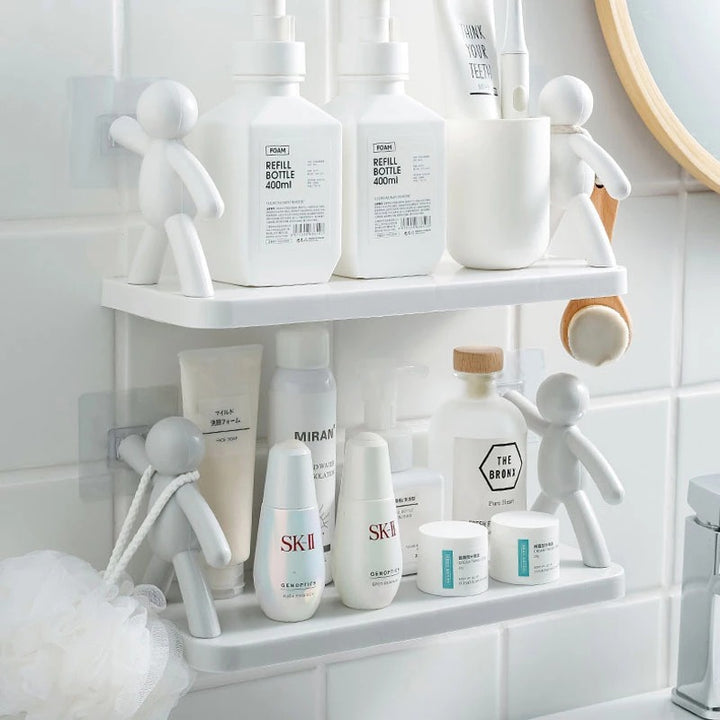 Creative Bathroom Storage Shelves White Doll Villain Shelf Wall Hanging