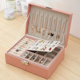 Premium Leather Jewelry Box Double Layer Storage