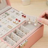 Premium Leather Jewelry Box Double Layer Storage