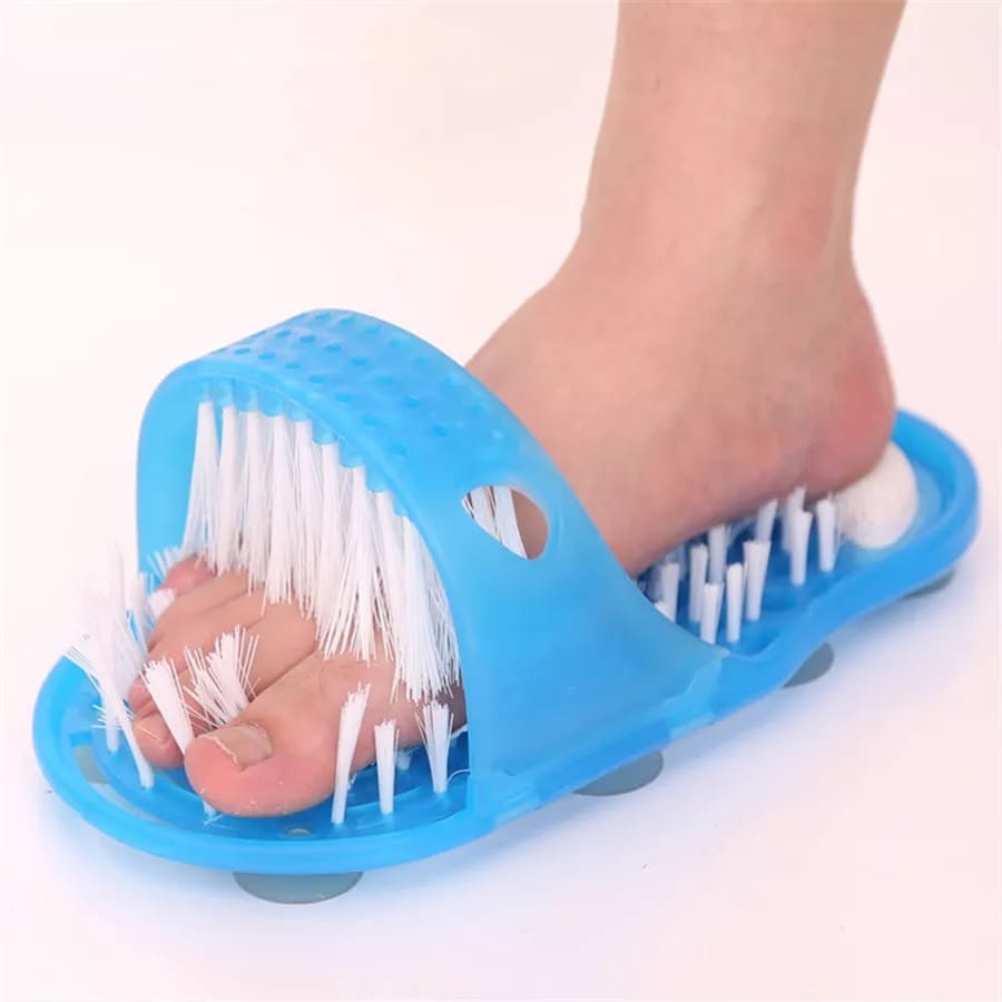 Easy Feet Cleaning Brush Exfoliating Foot Massager Slipper for Unisex Adults, 1 Pc (Blue)