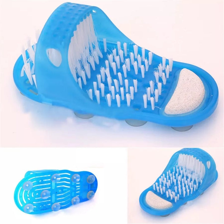 Easy Feet Cleaning Brush Exfoliating Foot Massager Slipper for Unisex Adults, 1 Pc (Blue)