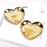 Gold Metal Jewelry Tray Heart Shaped