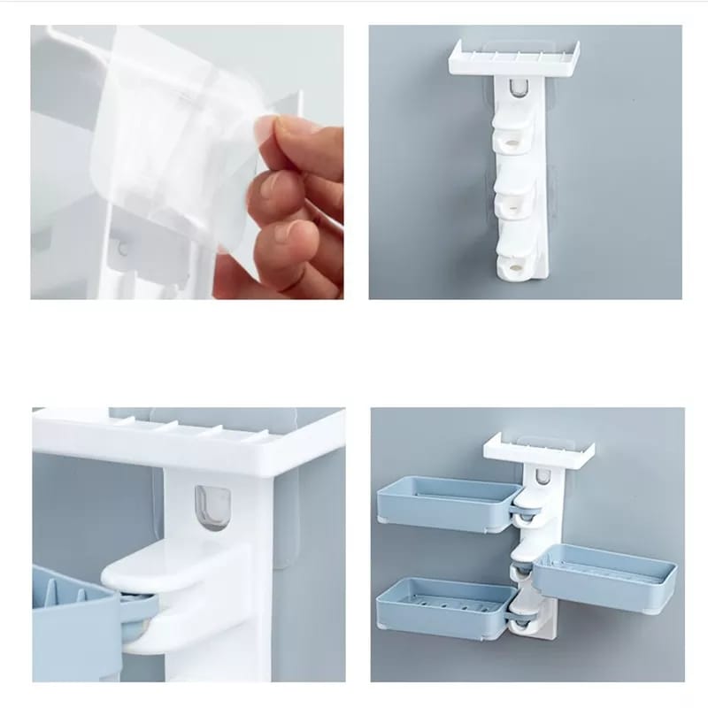 3 Layer Soap Box Dish Rotating Self-Adhesive