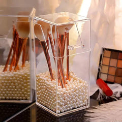 Acrylic makeup brush organizer With Pearl