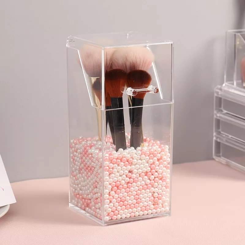 Acrylic makeup brush organizer With Pearl