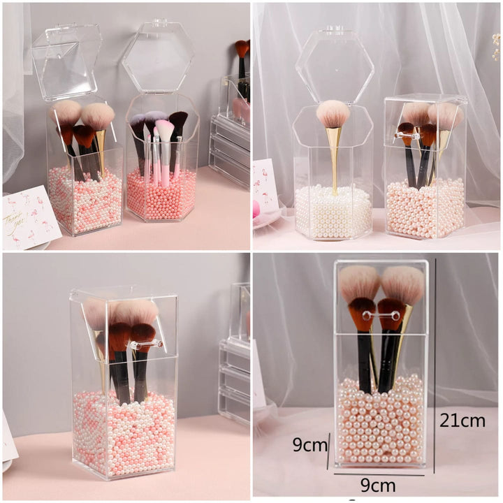 Acrylic makeup brush organizer With Pearl