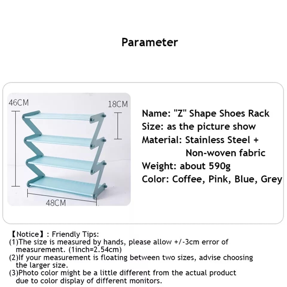 Plastic Shoe Rack 4-Shelf Organizer - Steel Rods & Fabric Layer