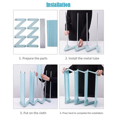 Plastic Shoe Rack 4-Shelf Organizer - Steel Rods & Fabric Layer