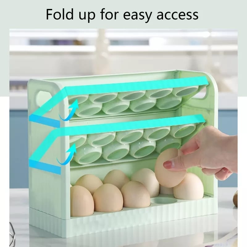 30 Grid Egg Holder for Refrigerator 3-Layer Egg Storage Container