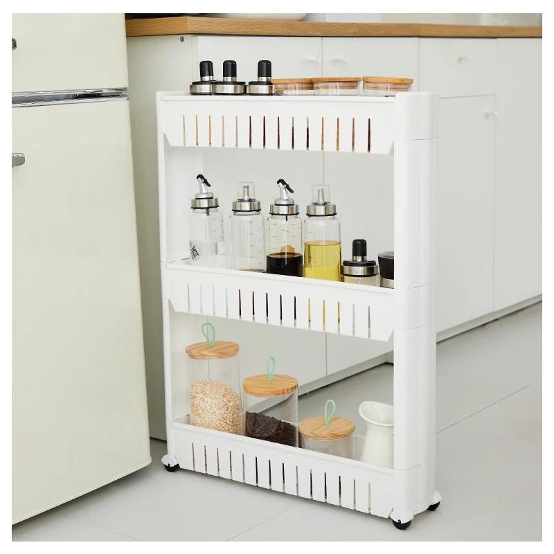 3 Layer Storage Organizer Slim Rack Shelf with Wheels